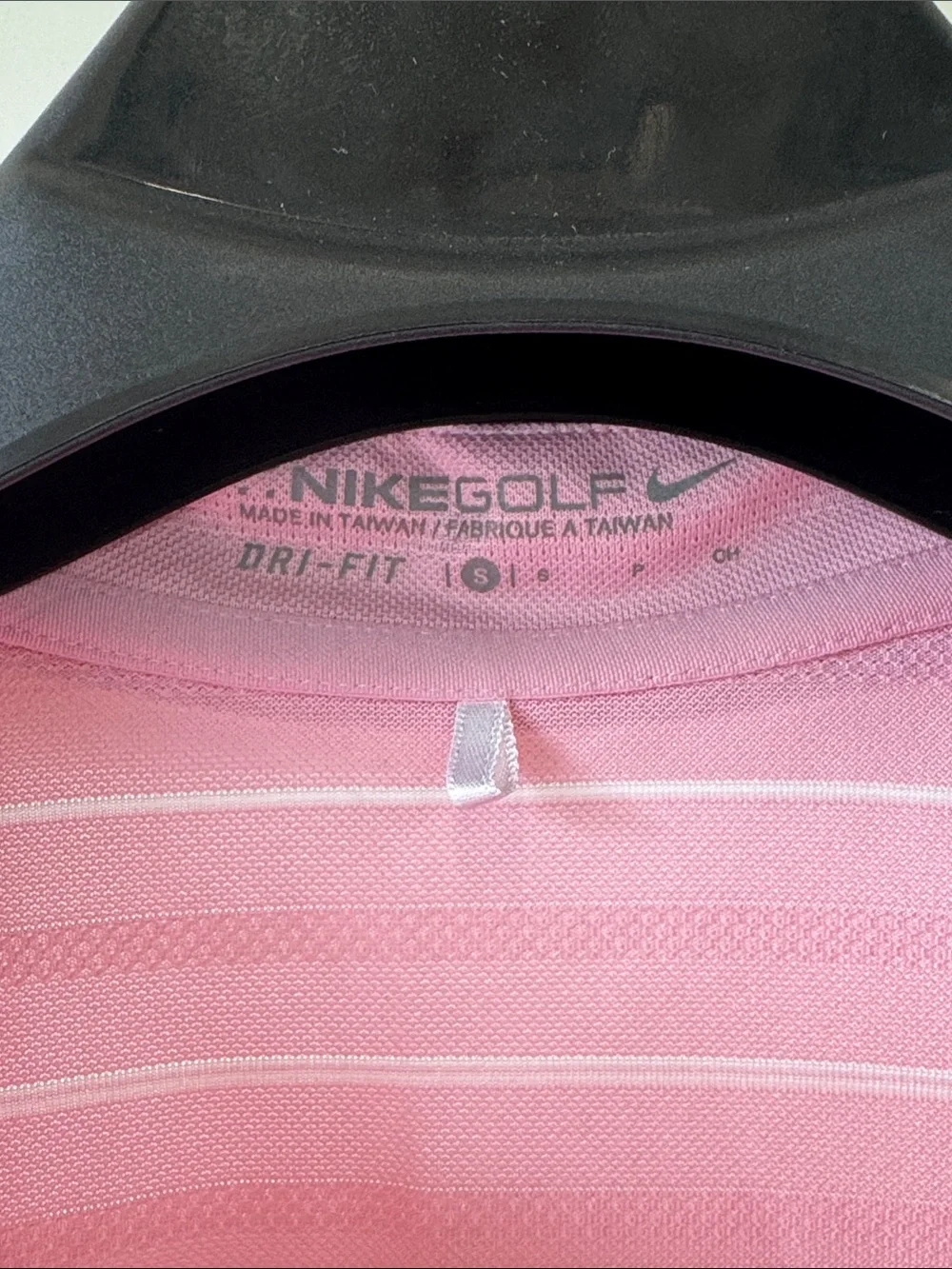 Nike Golf Pink Striped Short Sleeve Polo Tee